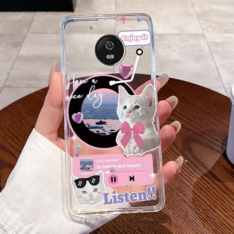 Case For Motorola Moto G5/Moto G5 Plus/Moto X 2017/Moto G5S/Moto G5S Plus Clear Silicone Soft TPU Cover Cute Cat Protective Case