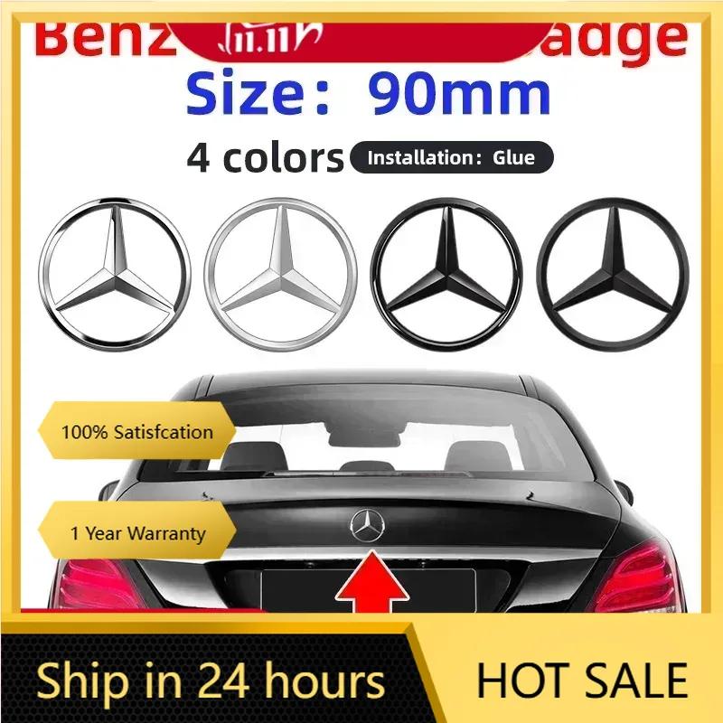 New For Mercedes Benz 90mm ABS Tail Star Emblems Rear Trunk Star Logo Stickers Badge for Mercedes Benz W204 W205 W212 W213 W177
