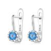 925 Sterling Silver Simple Shiny Blue Zircon Ear Buckles for Women Fine Jewlry Luxury Wedding Gift Stud Earrings