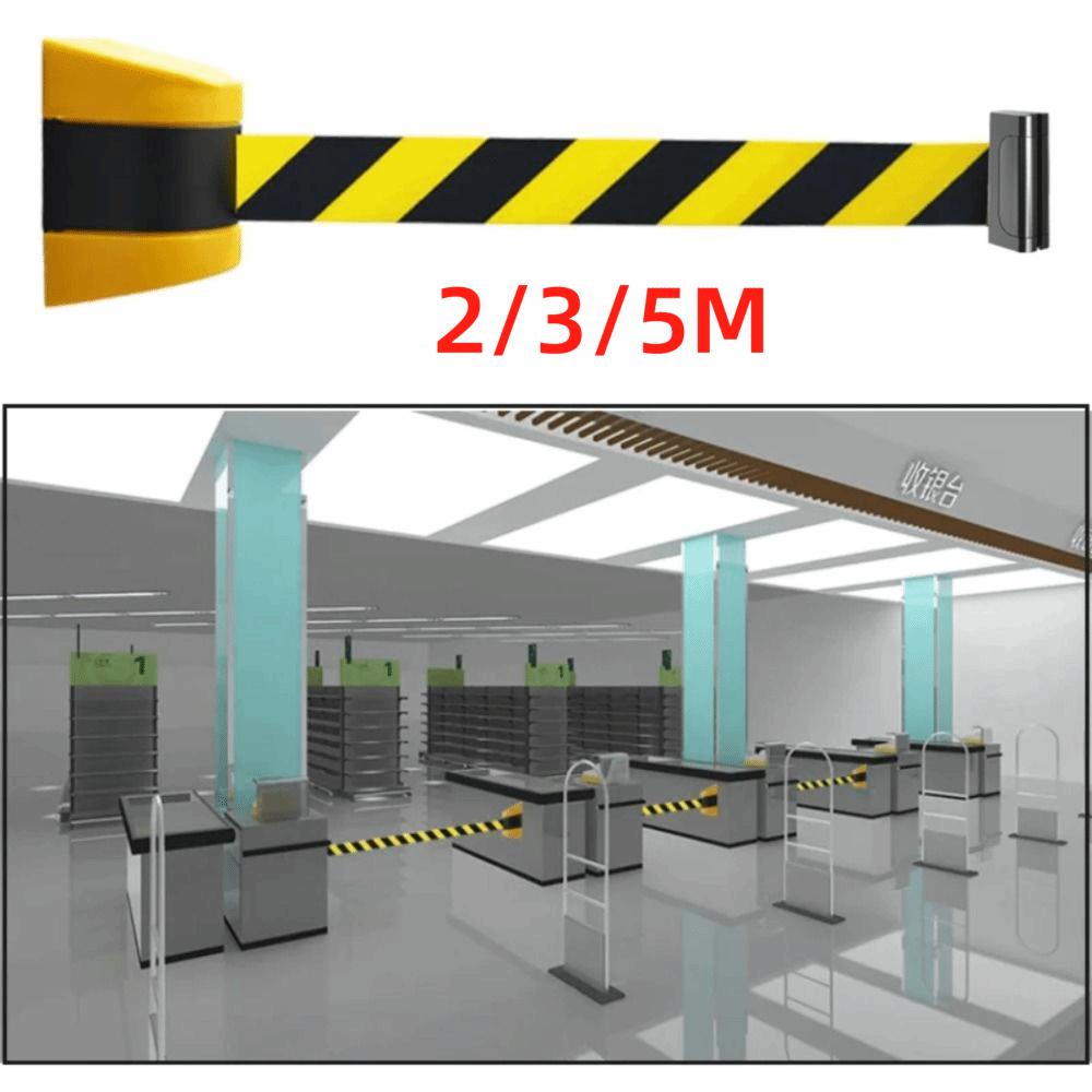 Telescopic Belt Wall Mount Caution Belt Yellow Black Striped Safety Cordon Crowd Control