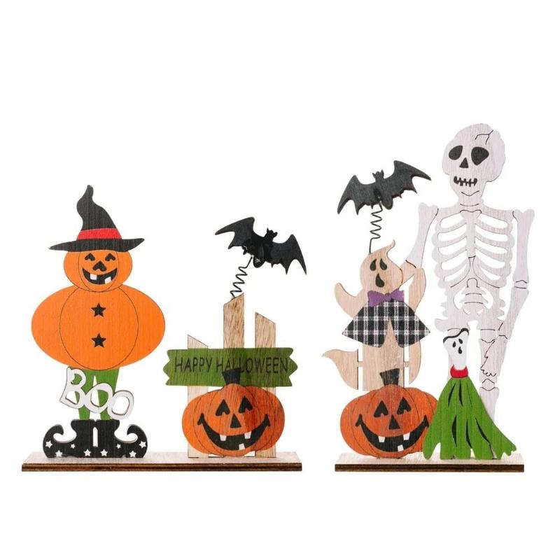 Intriguing Human Skeleton Pumpkin Man Unique Desktop Decorations for Halloween Parties Atmospheric Props Creative DIY Holiday