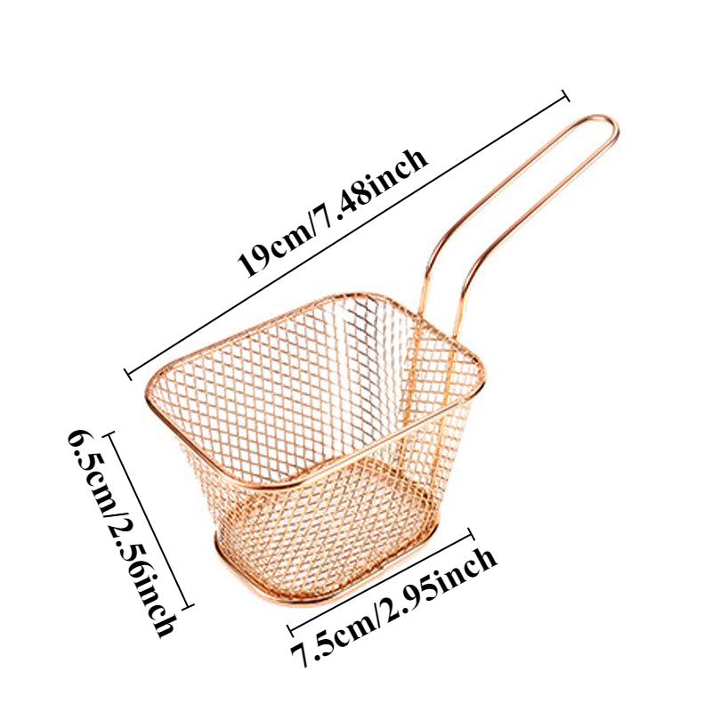 Квадратная мини-корзина для жарки, розово-золотая корзина для картошки фри, железная проволока, ресторан, жареная курица, корзина для жарки