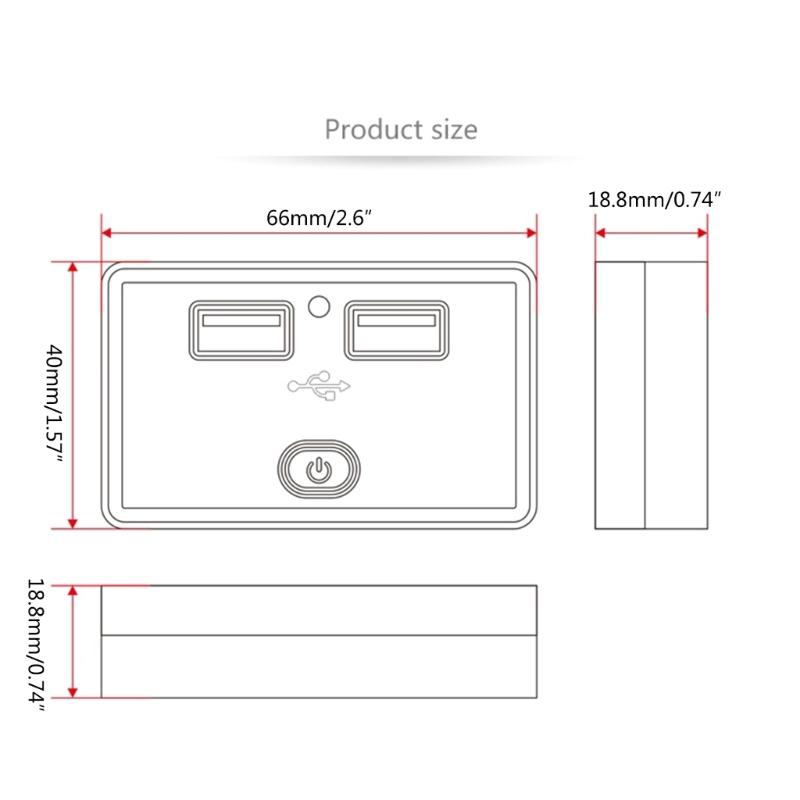 Двойное USB-зарядное устройство для автомобиля Розетка 4,8 А Выход для зарядки телефона Адаптер питания Подходит для Мотоцикла Лодки Морского транспорта Грузовика Квадроцикла Автодома