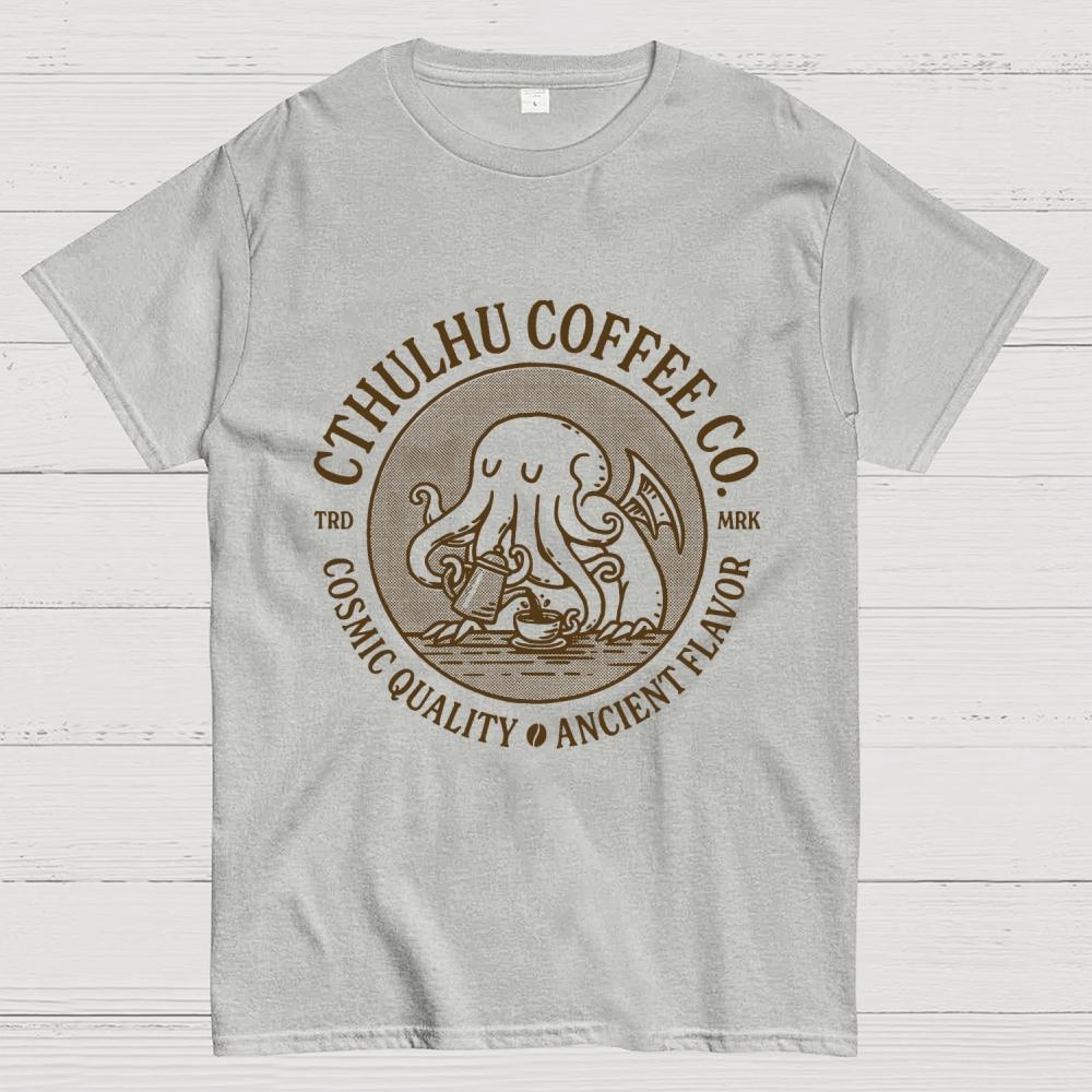 Cthulhu Coffee Co Unisex 100% Cotton Summer Casual Cool Loose T-Shirt