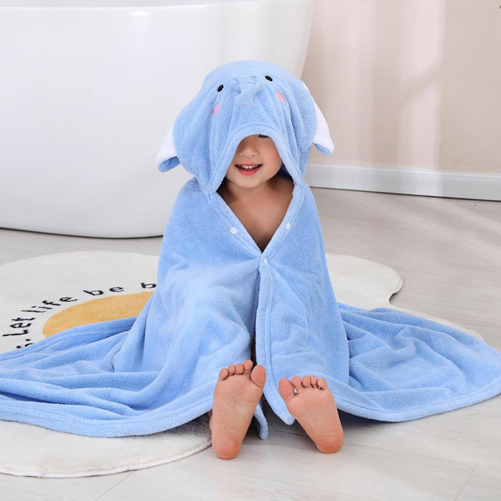 Children's Coral Fleece Hooded Bathrobe - Summer Baby Towel and Cloak for Swimming