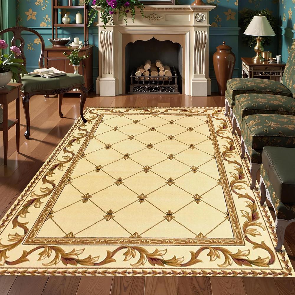 Luxury Golden Floral Printing Carpet Living Room Decor Sofa Rug Bedroom Bedside Rug Kitchen Lounge Coffee Table Floor Mat
