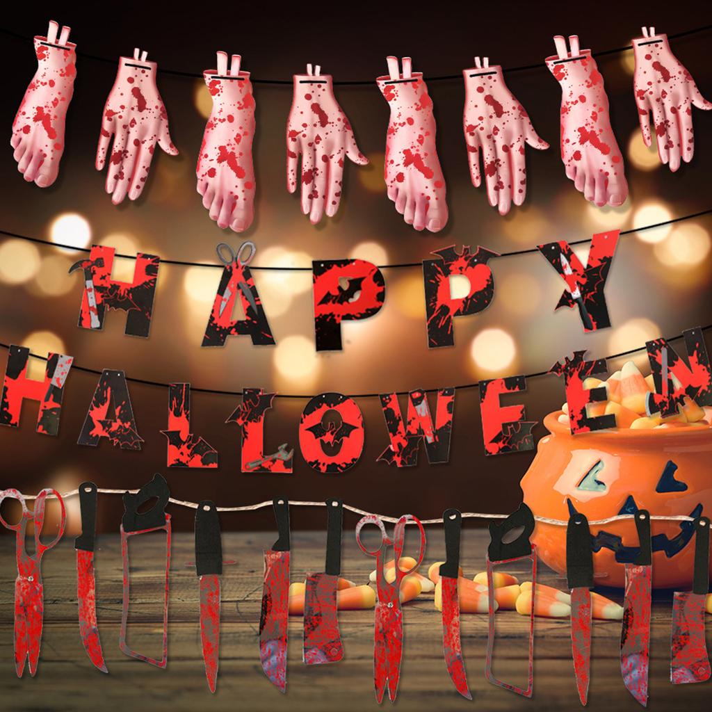 10 футов Хэллоуинский Кровавый Баннер Страшная Рука и Нога Подвесной Баннер Хэллоуинская Кровавая Гирлянда Баннер для KTY
