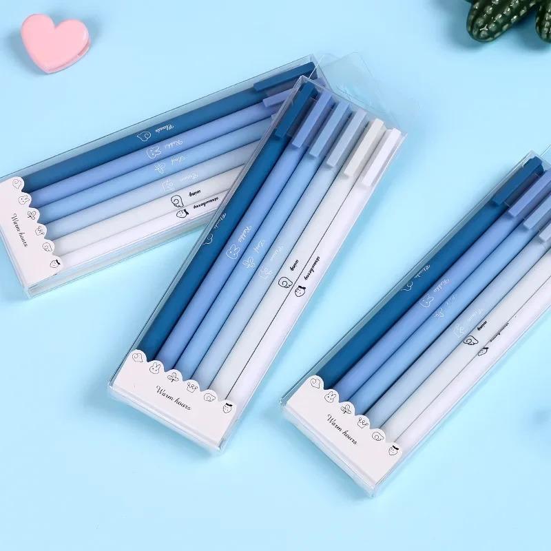 6pcs/set Creative Cute Morandi Simple Gel Pen Kawaii Quick Drying Cap Neutral Supplies Gel Pen Set