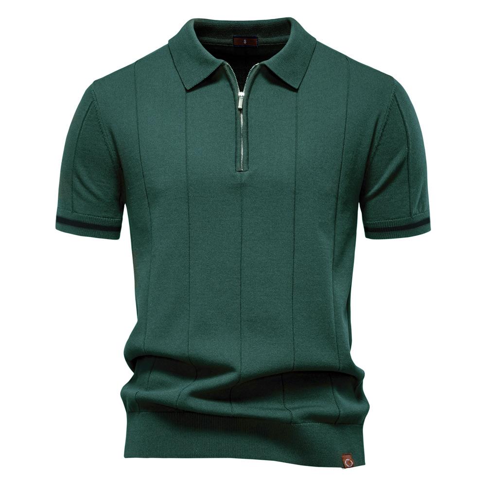 Spring And Summer New Men'S Business Casual Woolen Polo Shirt Lapel Knitted Polo Shirt Short-Sleeved Men'S T