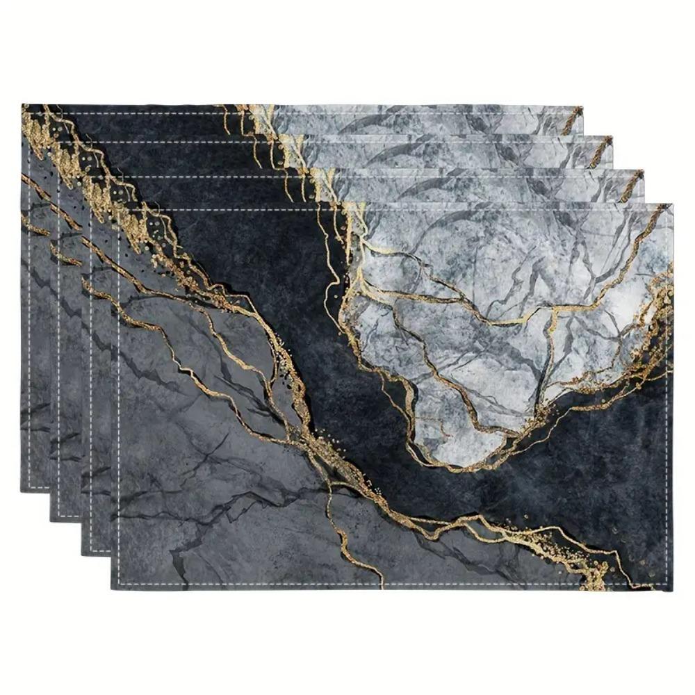 4Pcs Rectangular Boho Mandala Placemats Linen Floral Dining Mats Geometric Table Mat  Dinner