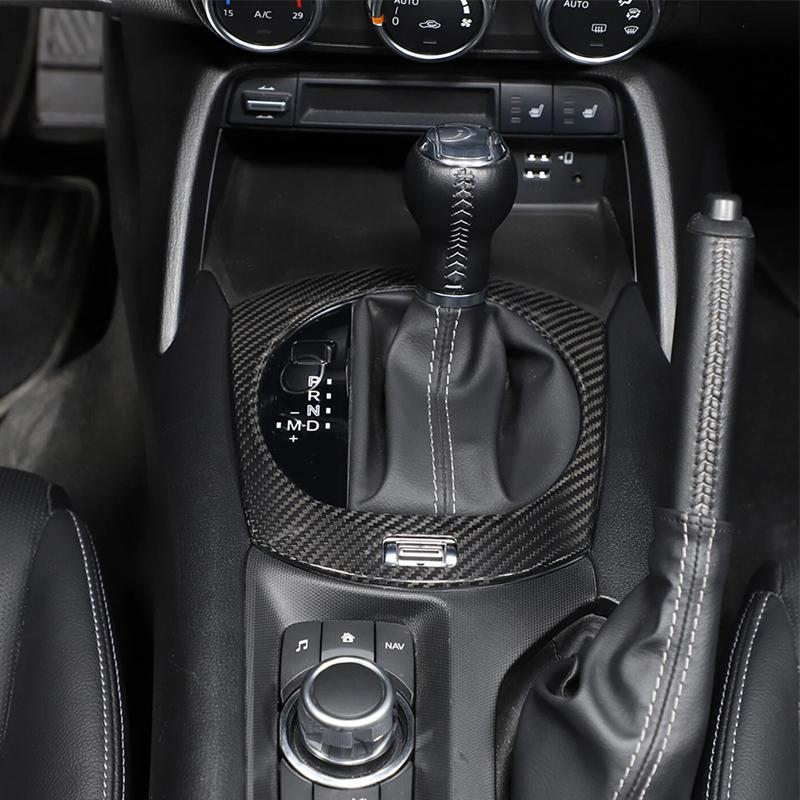For Mazda MX-5 ND Miata 2016-2026 Real Carbon Fiber Car Center Console Dashboard Gear Shift Kit Cover Interior Accessories L/RHD