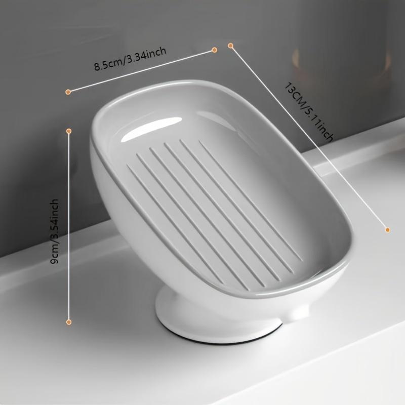 1pc Luxurious Adjustable Oval Soap Dish with Drain - Wall-Mounted, Anti-Slip, Removable Soap Tray for Bathroom
