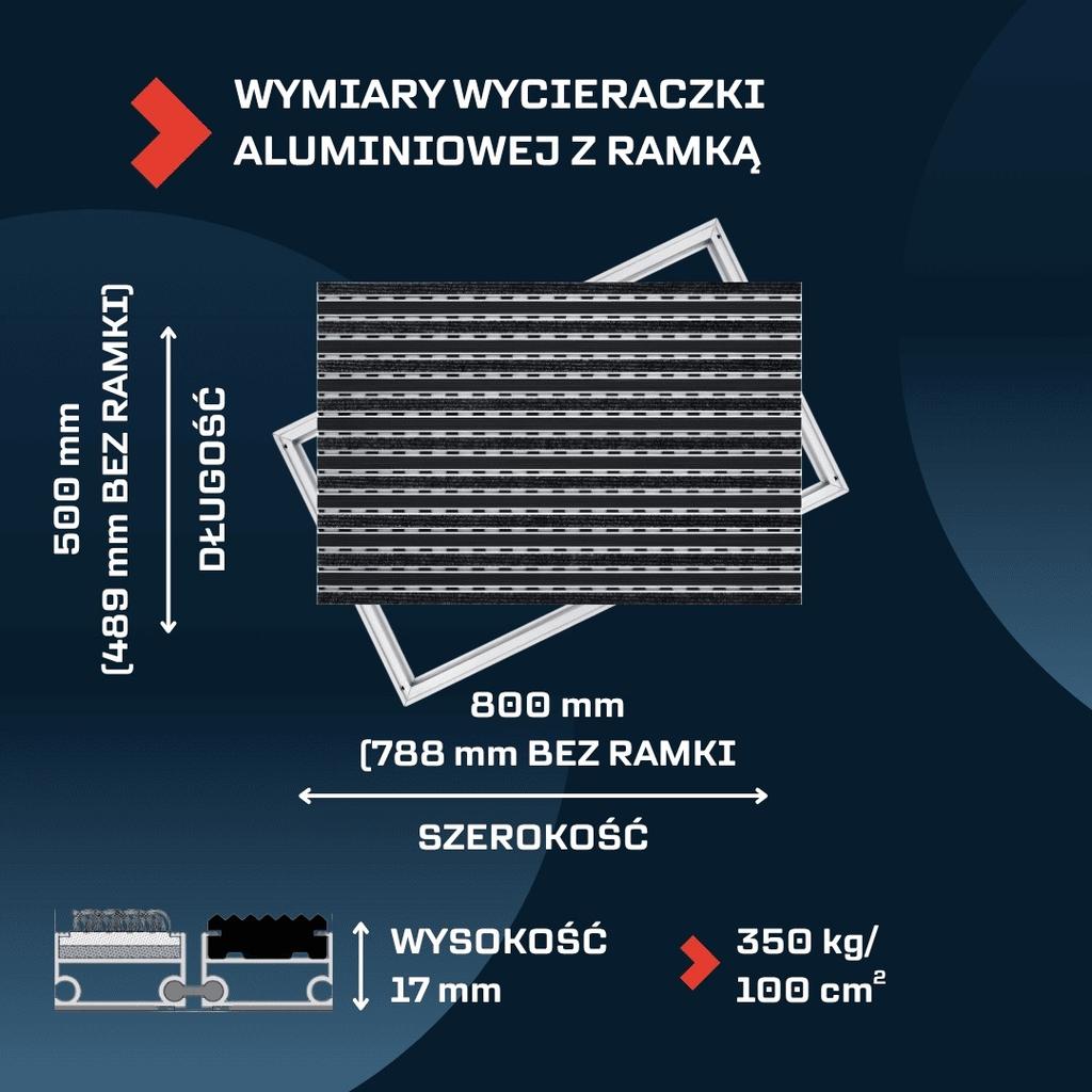 Polentex Aluminum Doormat Rubber + Grosgrain: 80X50, 17Mm With Frame