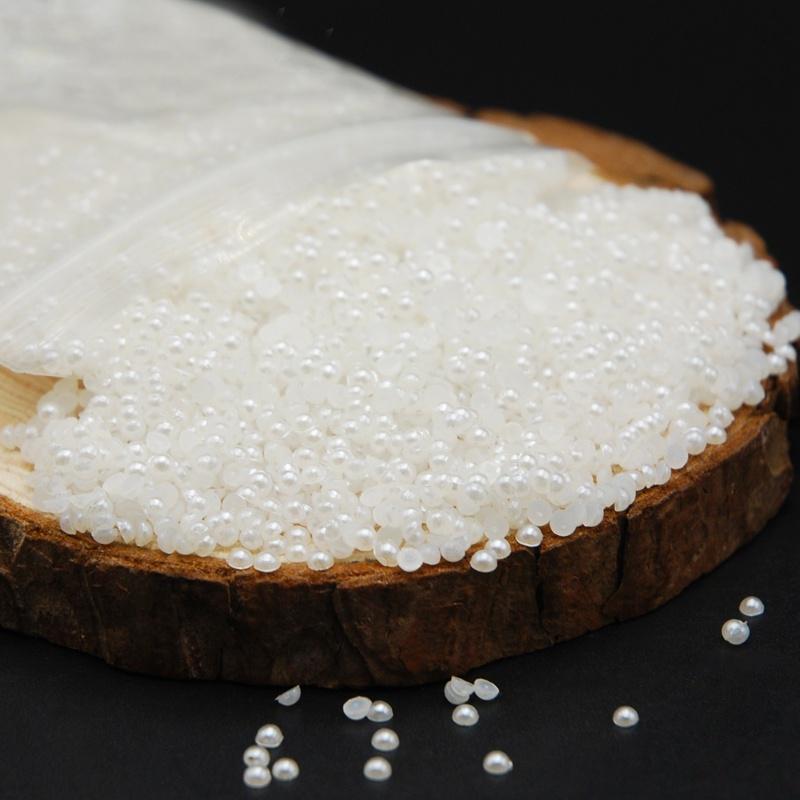 2000pcs 2mm 3mm 4mm Shiny White/Beige Half Round Pearl Beads Flat Back Gems Resin Pearl Beads Nail A