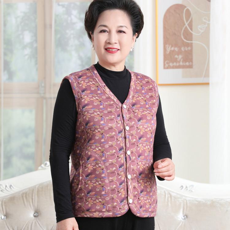 Seniors' Vest Female Grandma Autumn New Vest Jacket Mother Plus Velvet Thickened Vest Elderly Casual Clothes