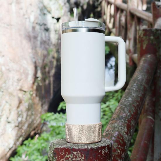 Силиконовый чехол со стразами для стакана 40 унций, блестящий чехол для бутылки с водой, нижний рукав, противоскользящий, игристый, аксессуары для стакана