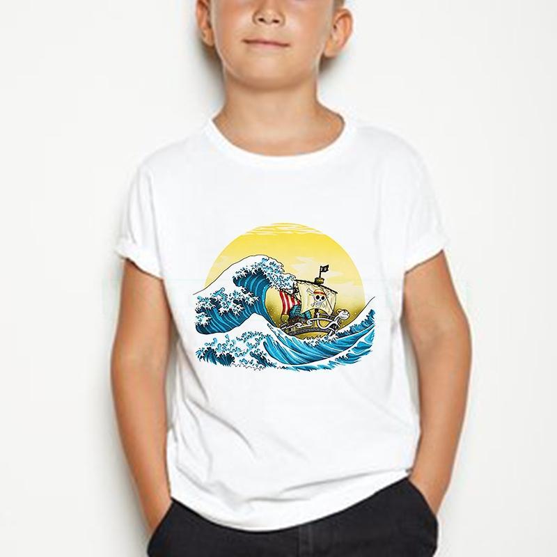 Summer Boys/Girls Casual Kawaii Cartoon Cotton Japanese Anime One Piece Kids 2-12 Year Short Sleeve T-shirt