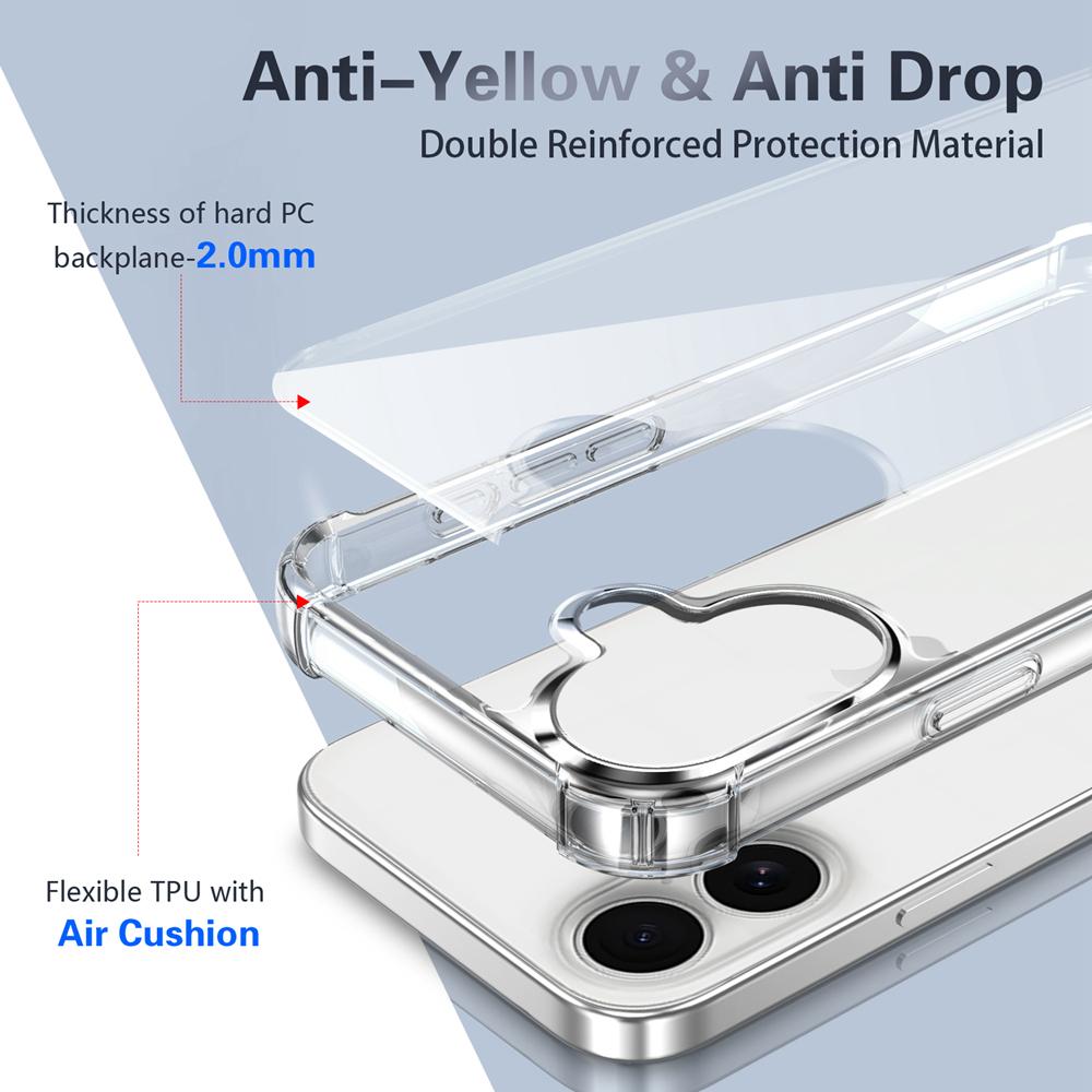 KEYSION Противоударный прозрачный чехол с защитой четырех углов для iPhone 12 13 14 15 16 Pro Max 16e Plus Прозрачная накладка на телефон из мягкого ТПУ+ПК