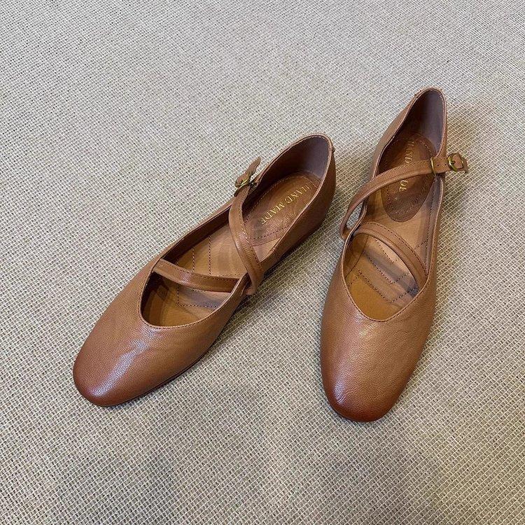 Версия из мягкой кожи~ Туфли Мэри Джейн 2025 весна новые ретро женские туфли летние лоферы универсальные маленькие кожаные туфли однотонные туфли