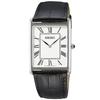 SEIKO Watch Men's Square Design Quartz SWR049 White Dial X Black Leather Band