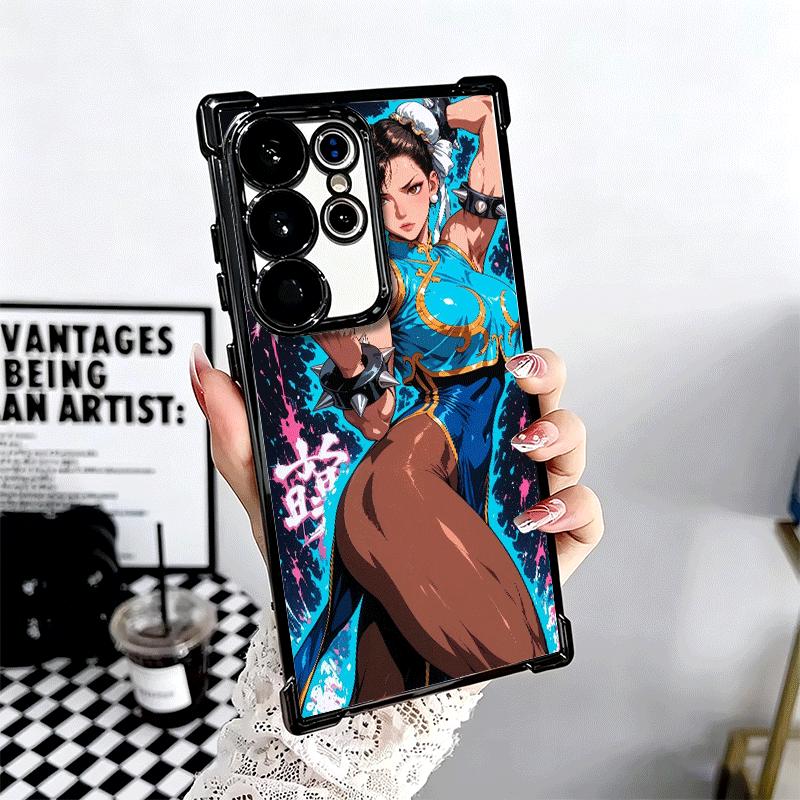 ChunLi S-Street F-FighterS Plating Phone Case For Samsung Galaxy S24 S25 FE S26 Edge S23 Ultra S22 S21 Plus S20 Anti-Fall Airaba