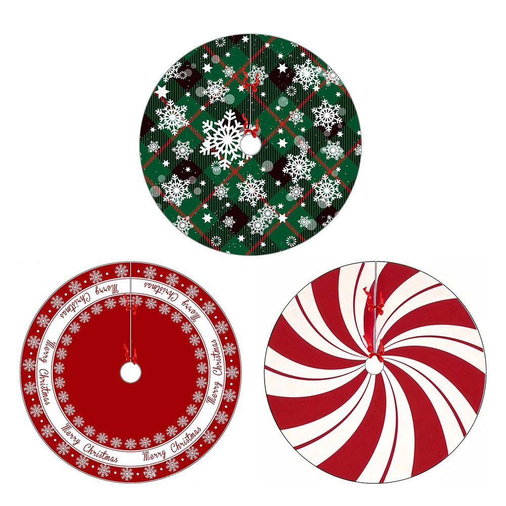 Red Swirl Design Xmas Tree Mat Plush Material Tree Base Cover Christmas Tree Skirt  Wedding Decor
