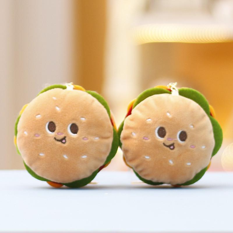Hamburger Keychain Plush With Cute Design Perfect For Girl Backpack Accessories