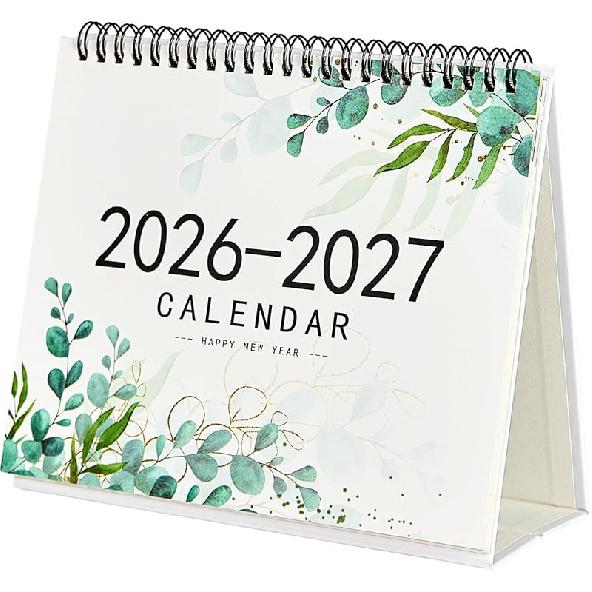 Desk Calendar 2026-2027, Small Desktop Calendar 6.8" x 8"with Floral Design, 18-Month Flip Calendar with Daily Blocks for Teacher, Office & Home,