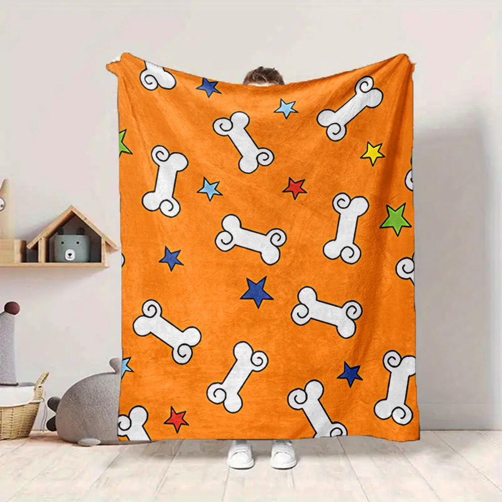 1pc Dog Bone Stars Blanket, Lightweight Flannel Throw Blanket for Sofa, Bed, Travel, Camping, Living Room, Office, Couch, Chair, and Bed