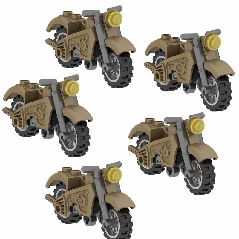MOC Военные Аксессуары для Войны WW2 Солдат Строительные Блоки Дорожный Блок Мотоцикл Чехол Контейнер Сумка Кирпич Игрушка