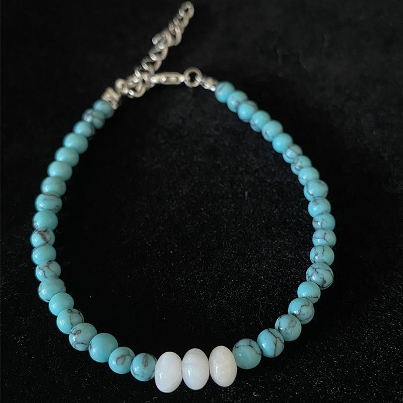 Лидер продаж 4 мм бирюзовый крест кулон браслет религиозные христианские эластичные браслеты ювелирные изделия