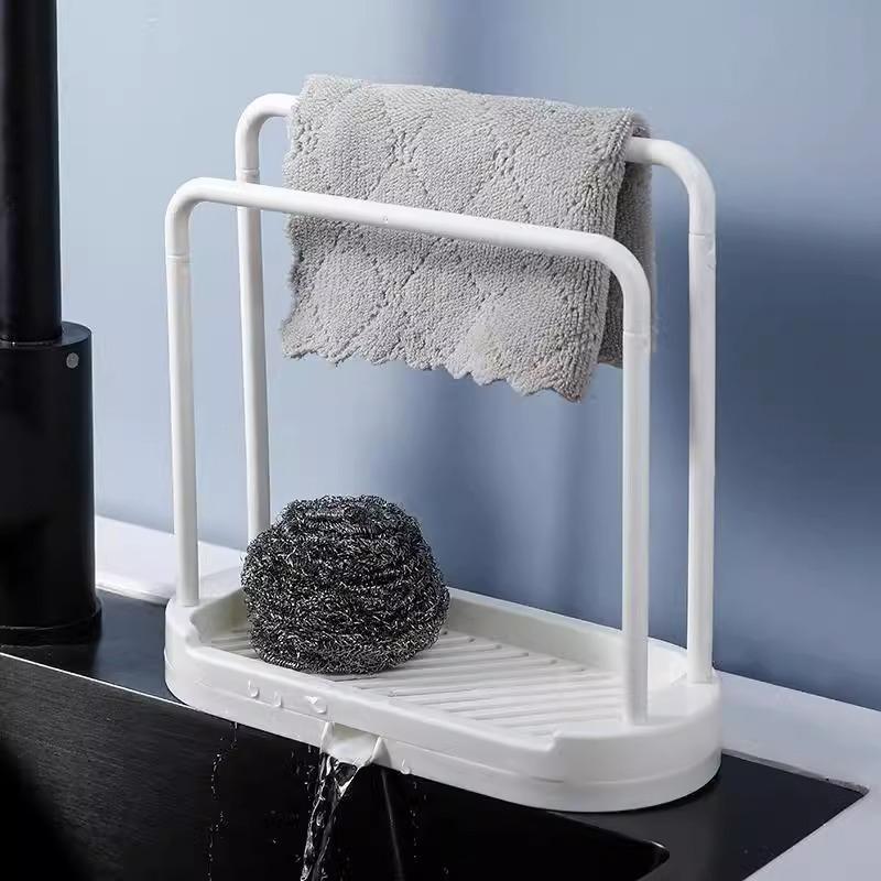 1PCS Detachable Kitchen Dishcloth Holder Rag Hanger Sink Sponge Holder Storage Rack Shelf for Bathroom Scrubber Brush Organizer