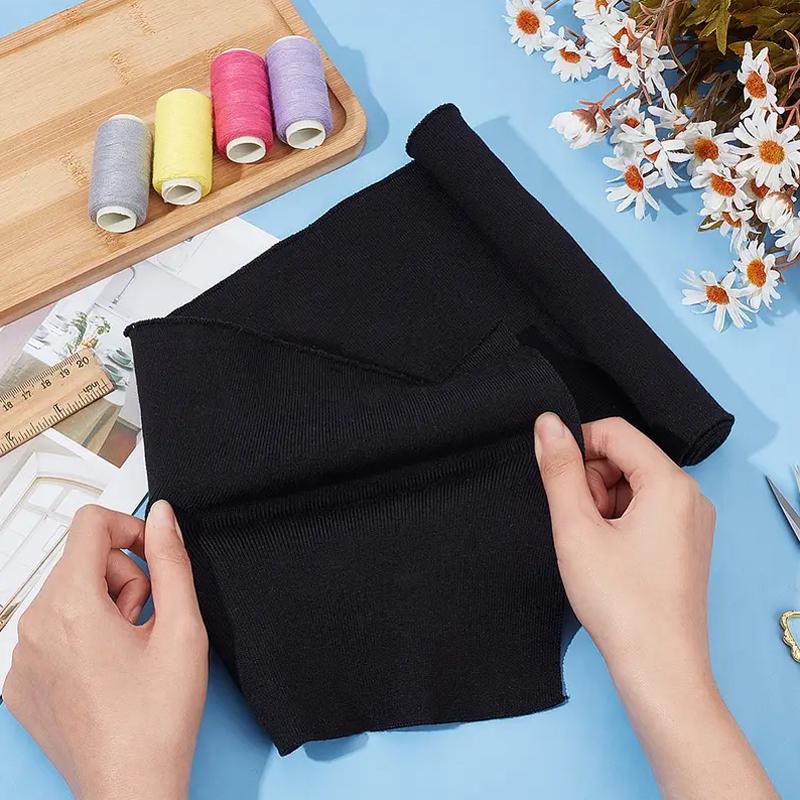 20x120cm Plain Knitted Rib Trims Fabric Baseball Clothes Knitted Rib Cuff Stretchy Fabric Uniforms Solid DIY Cuff 1PC