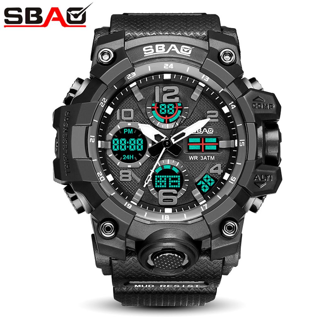 Chamsgend SBAO Спортивные часы Мужские цифровые светодиодные электронные часы ТПУ Кварцевые наручные часы