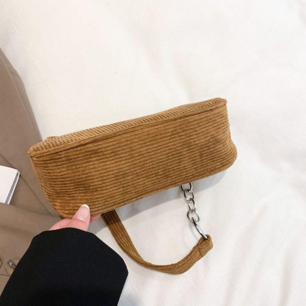 Shopping Fashion Women Retro Corduroy Underarm Bag Shoulder Bags Zipper Female