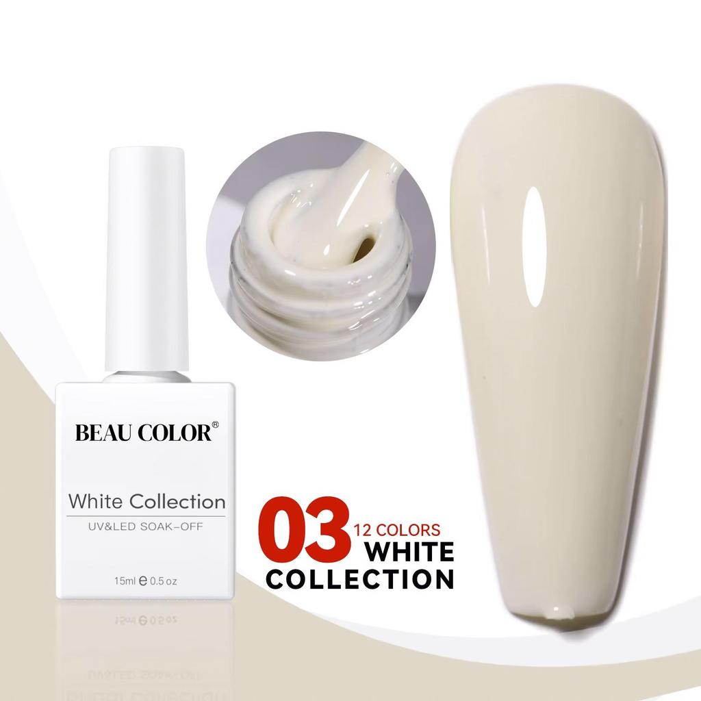BEAU COLOR 15 мл 12 цветов Молочно-белая коллекция УФ/LED гель-лак для ногтей Гель-лак для ногтей Soak Off Varnish для домашнего маникюра и маникюрного салона