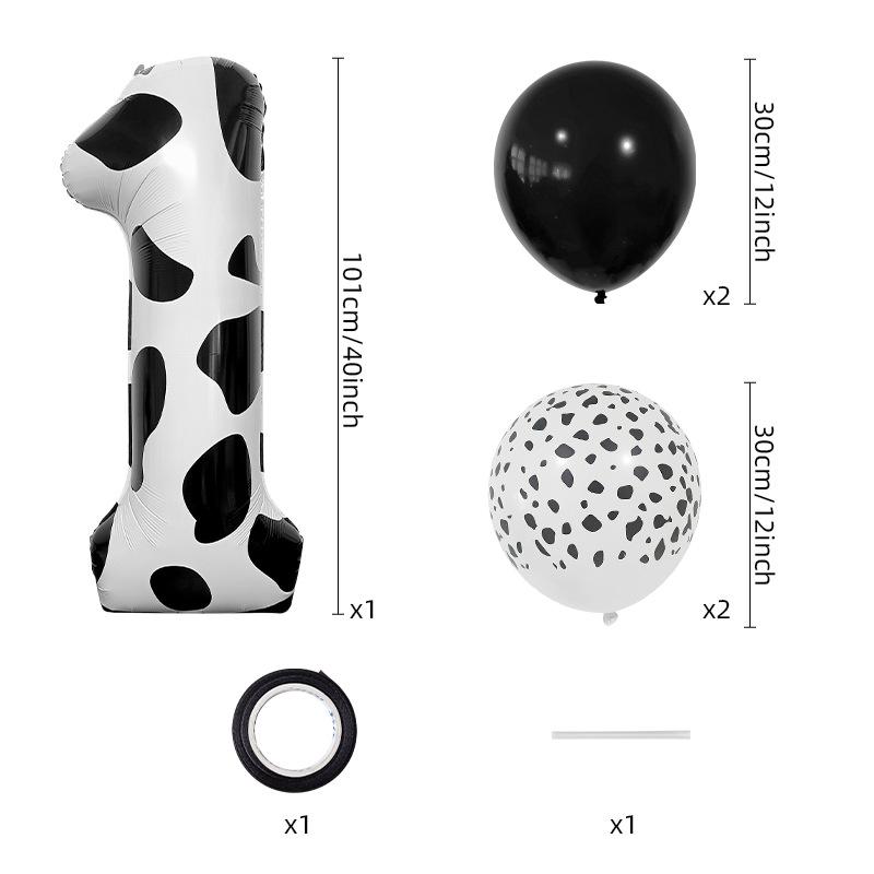 Cow Jungle Theme Balloon Set 40 Inch Black And White Digital Latex Balloon Decoration Birthday Party Decoration Photo