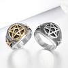 New Punk Usa Size 7 To 13 Size 316L Stainless Steel Jewelry Gold Color Men's Ring Retro Five-pointed Star Gift Jewelry