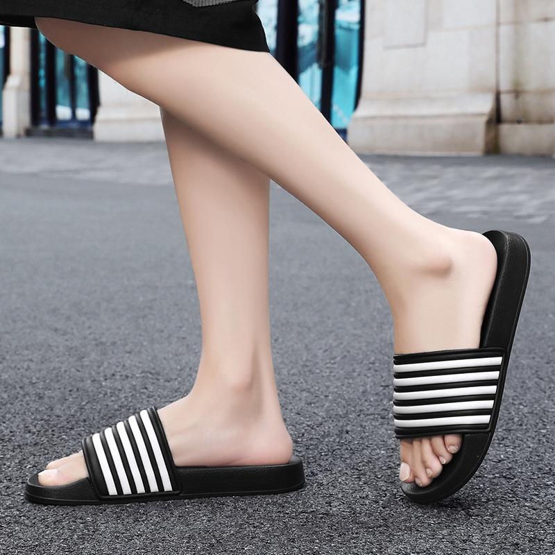 Летняя мужская обувь тапочки полосатые шлепанцы для бассейна пляжные сандалии больших размеров 46 48 нескользящая обувь домашние шлепанцы