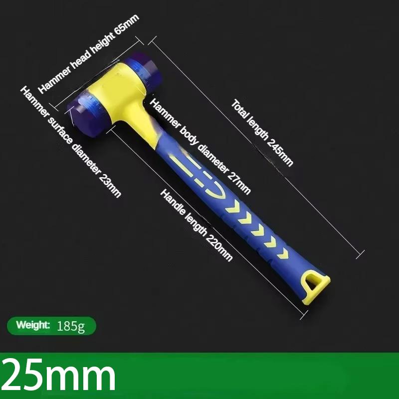 Резиновый молоток 25/35/45 мм Двухголовочный Многофункциональный Двусторонний Молоток с Мягким Касанием Черная Пластиковая Обрезиненная Рукоятка DIY Ручной Инструмент