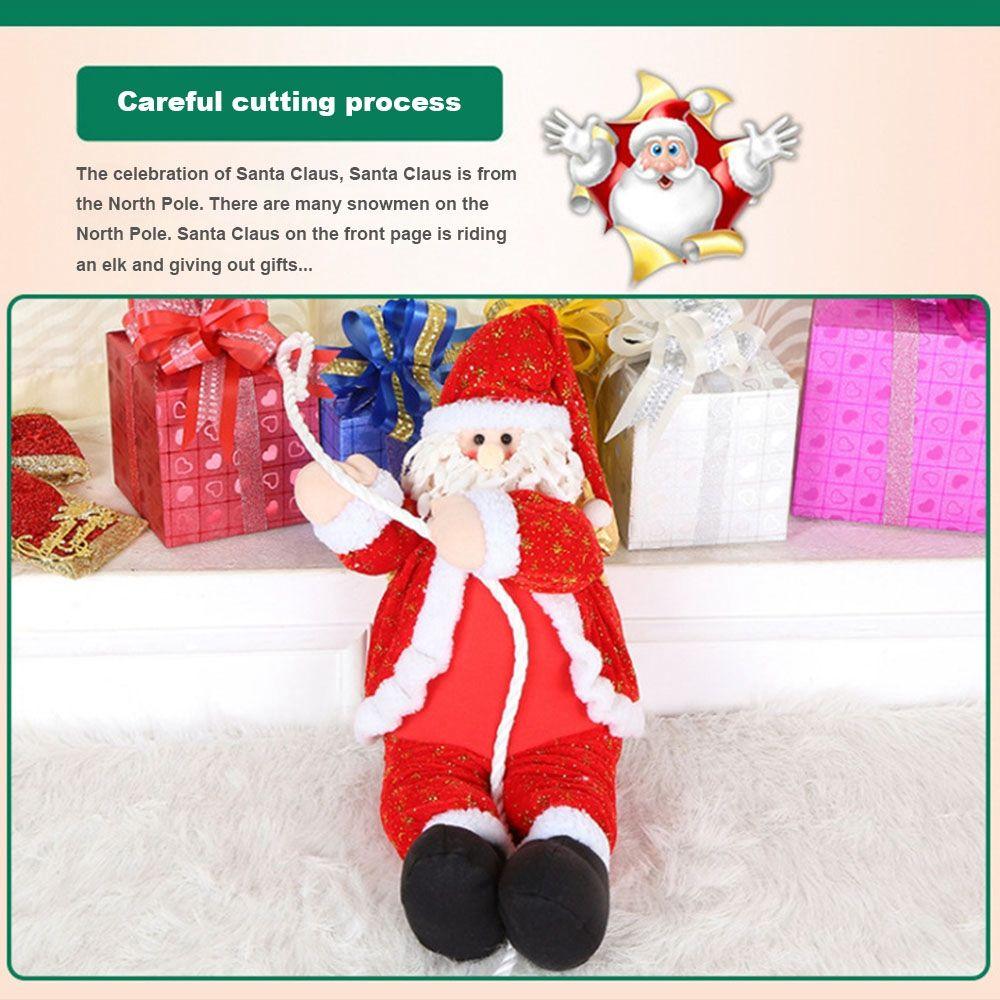 Cartoon Santa Doll Pendant Christmas Tree Decorations Funny Santa Claus Climbing On Rope Plush Doll Toy For Home Wall Window