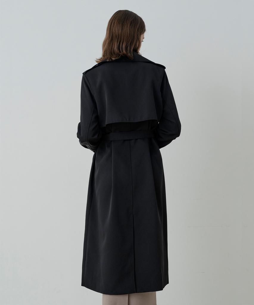 LE STUDIO London Double Long Trench Coat (Bk)