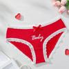 Merry Christmas Red Panties for Women Sexy Love Hollow Underwear Women Briefs Low-waist Lace Briefs Cotton Women Underwear Comfortable Underpants