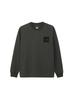 Long Sleeve Square Logo Asphalt XXL T-Shirt, Tee, Gray,