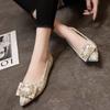 Летняя обувь Женская Женская Жемчужная отделка Острый носок Открытый верх Повседневные женские кроссовки Балетки Модис 2024
