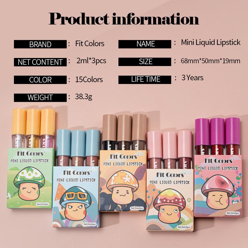 Three Mushroom Lipstick Set Moisturizing Spicy Lip Plumping Liquid Lip Oil Matte Non-stick Cup Lip Gloss Lipstick