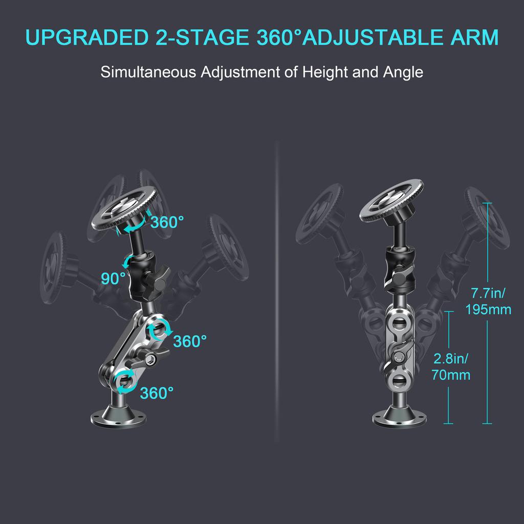 X038 Car Truck Boat Dashboard Heavy Duty Metal Magnetic Phone Holder 360 Degree Adjustable Bracket