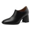 Women's Square Toe High Heels Autumn Retro Women Shoes Thick Heel Zipper Shoes Office Professional High Heels Tacones Para Mujer