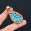Copper Turquoise Gemstone Pure Copper Wire Wrapped Handmade Pendant Jewelry For Thanksgiving Gift