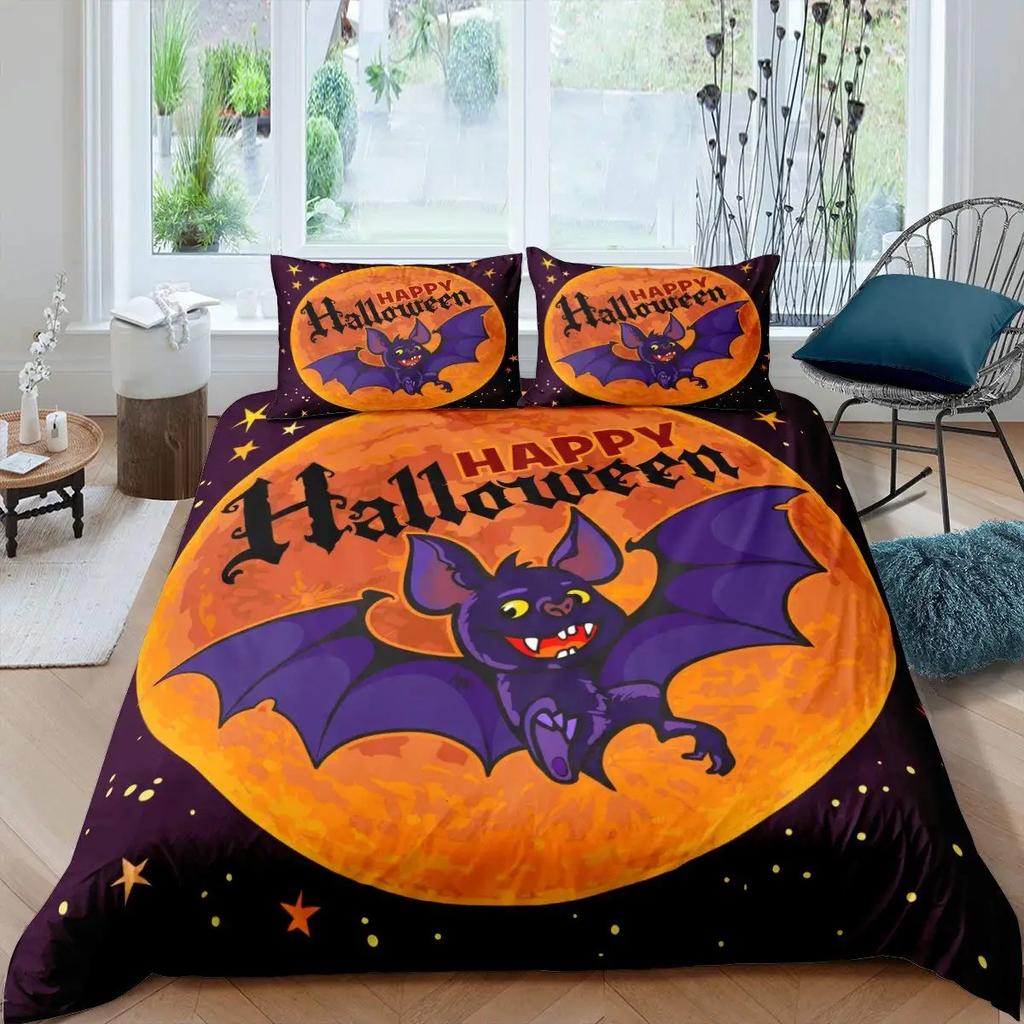 Halloween Flying Vampire Bedding Set Bats Duvet Cover Witchcraft Magic Comforter Cover Single Double King Polyester Quilt Cover